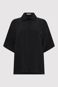 Tops*St. Agni Unisex Silk Shirt - Washed Black