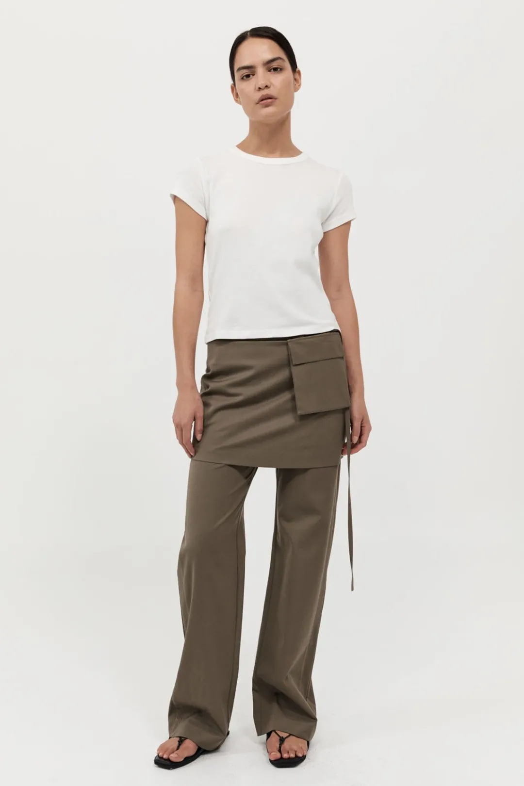 Tailoring*St. Agni Utilitarian Pocket Mini Skirt - Kelp