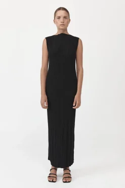 Knitwear*St. Agni Vas Pleat Knit Dress - Black