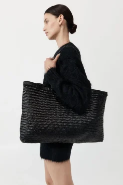 Bags*St. Agni Wide Bagu Woven Tote - Black
