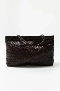 Bags*St. Agni Wide Bagu Woven Tote - Chocolate