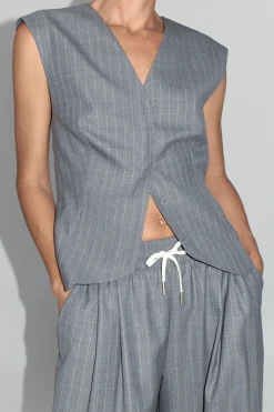 Tops*St. Agni Wool Vest - Chalk Stripe