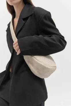 Bags*St. Agni Woven Crescent Bag - Ecru