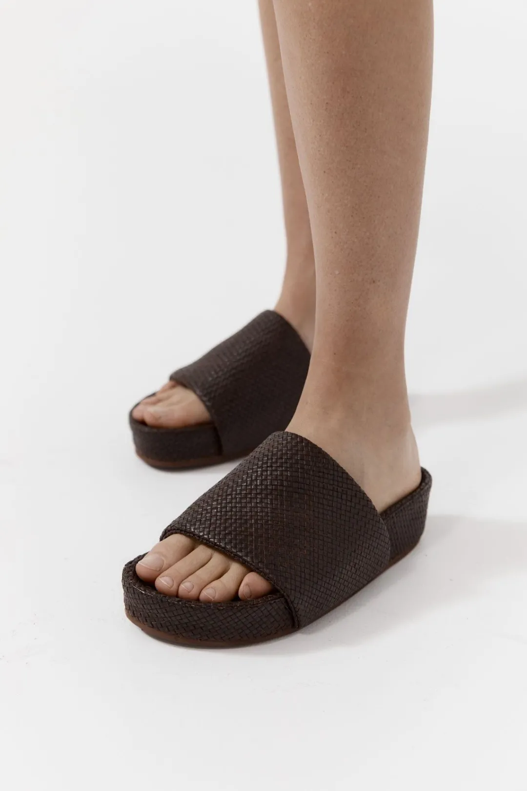 Slides*St. Agni Woven Everyday Flatform Slide - Chocolate