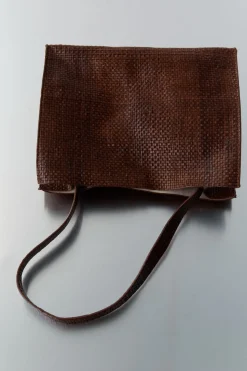 Bags*St. Agni Woven Minimal Mini Tote - Antique Tan