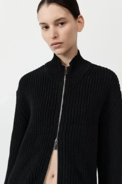 Jumpers*St. Agni Zip Detail Cardigan - Black