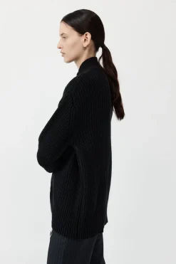 Jumpers*St. Agni Zip Detail Cardigan - Black