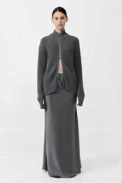 Knitwear*St. Agni Zip Detail Cardigan - Smoke