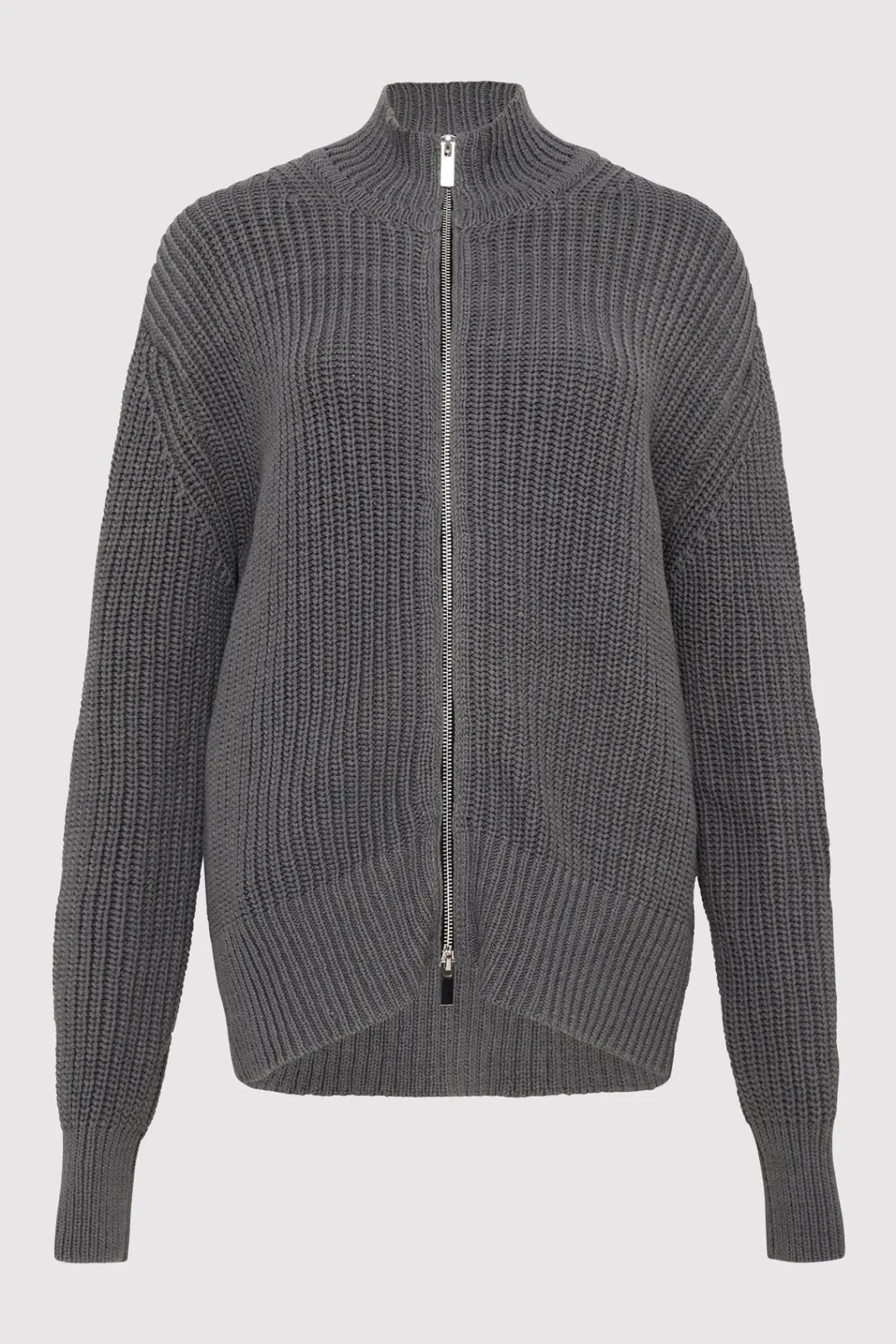 Knitwear*St. Agni Zip Detail Cardigan - Smoke