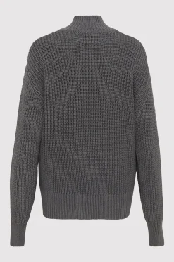Knitwear*St. Agni Zip Detail Cardigan - Smoke