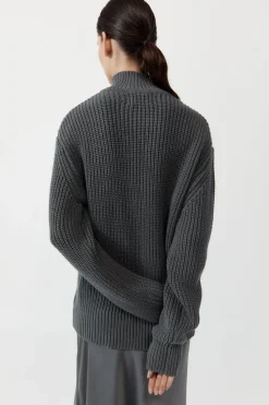 Jumpers*St. Agni Zip Detail Cardigan - Smoke
