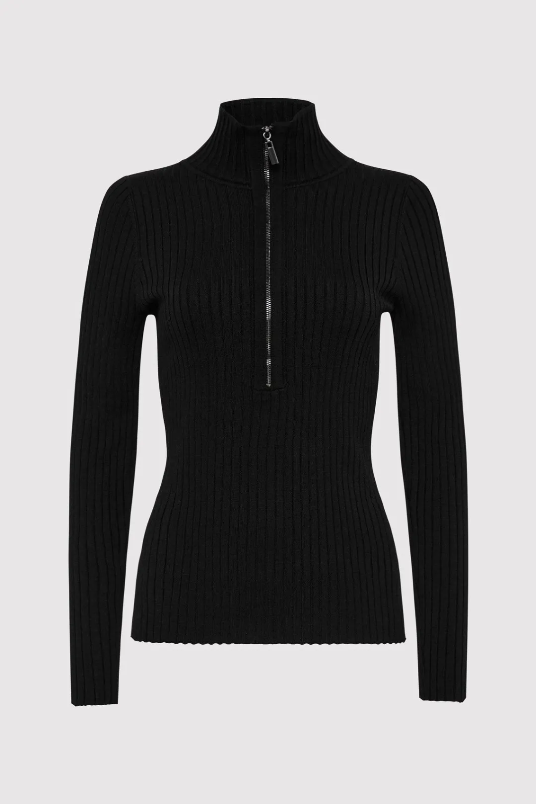 Jumpers*St. Agni Zip Front Top - Black