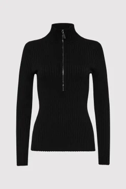 Tops*St. Agni Zip Front Top - Black