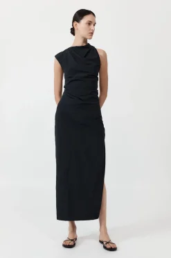 Dresses*St. Agni Asymm Tuck Dress - Black